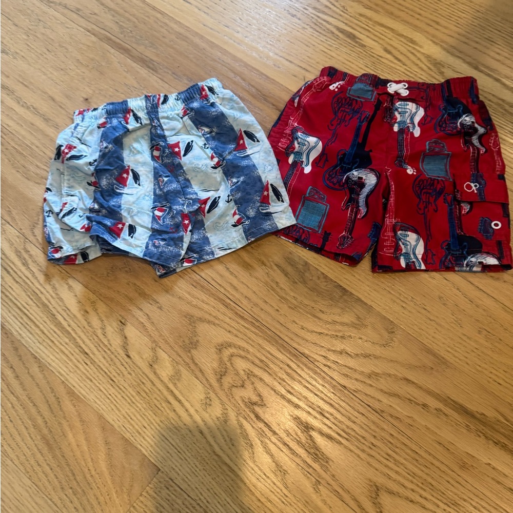 2 Pairs Of Boys Swim Trunks Size 24 Months